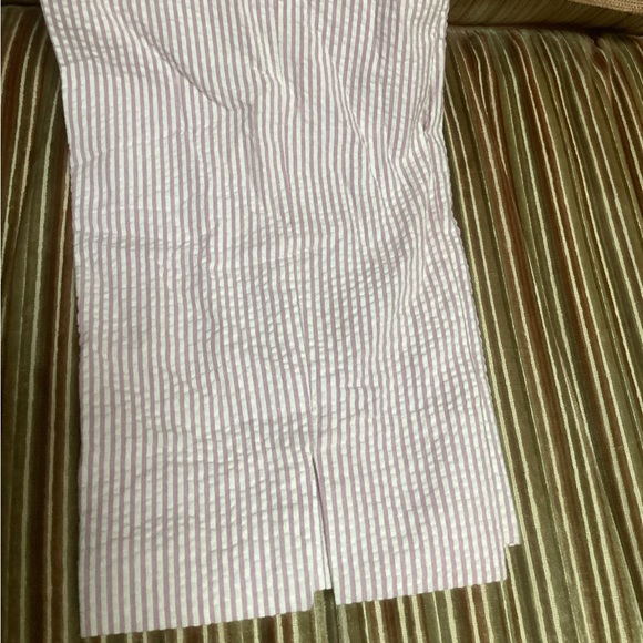 NWT Vintage Kasper seersucker pink & white stripe ankle length pant w/pockets - Picture 9 of 15